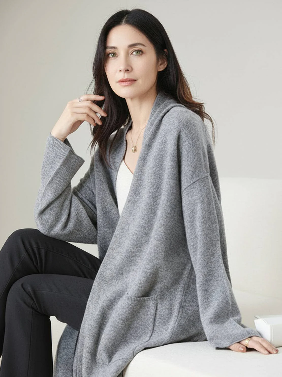 100% Australian Merino Wool Long Cardigan - Image 46