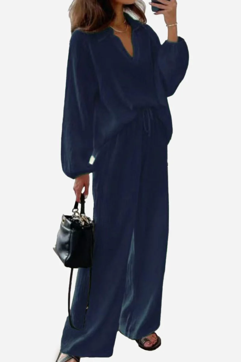 100% Cotton Collared Two-piece Set With Bishop Sleeves - Image 13