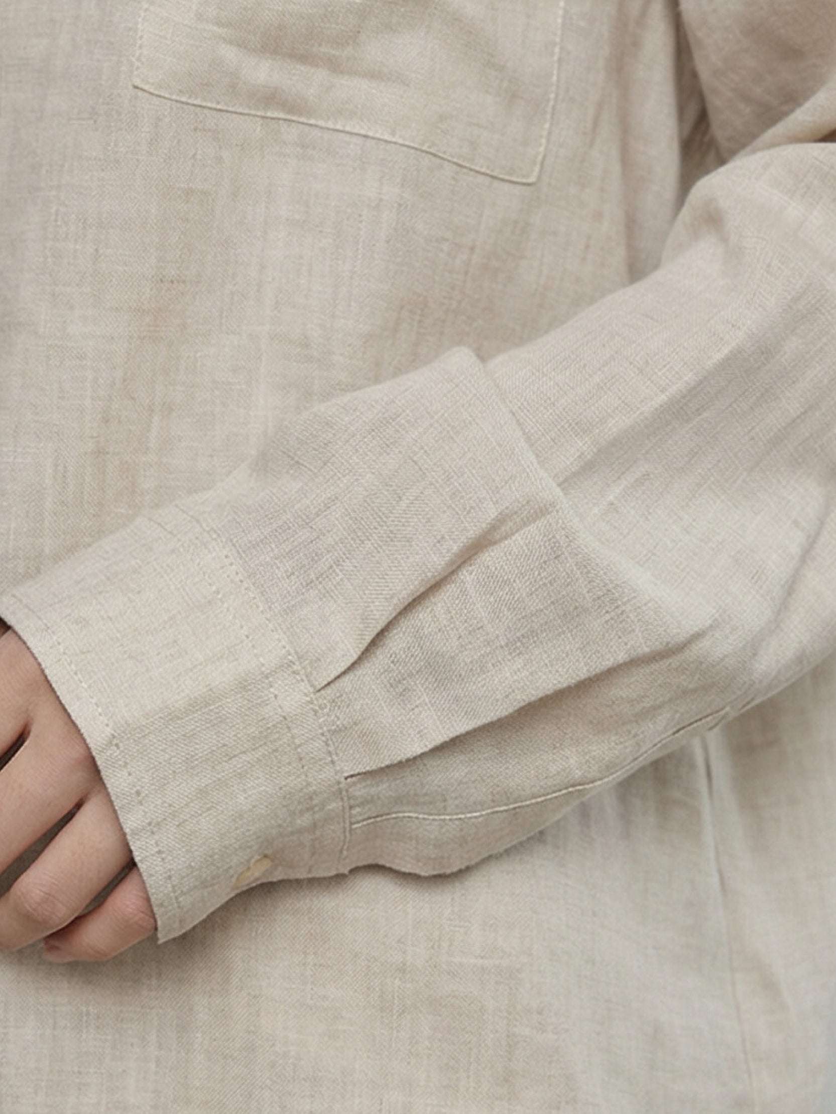 100% Cotton-Linen Classic Oversized Shirt - Image 11