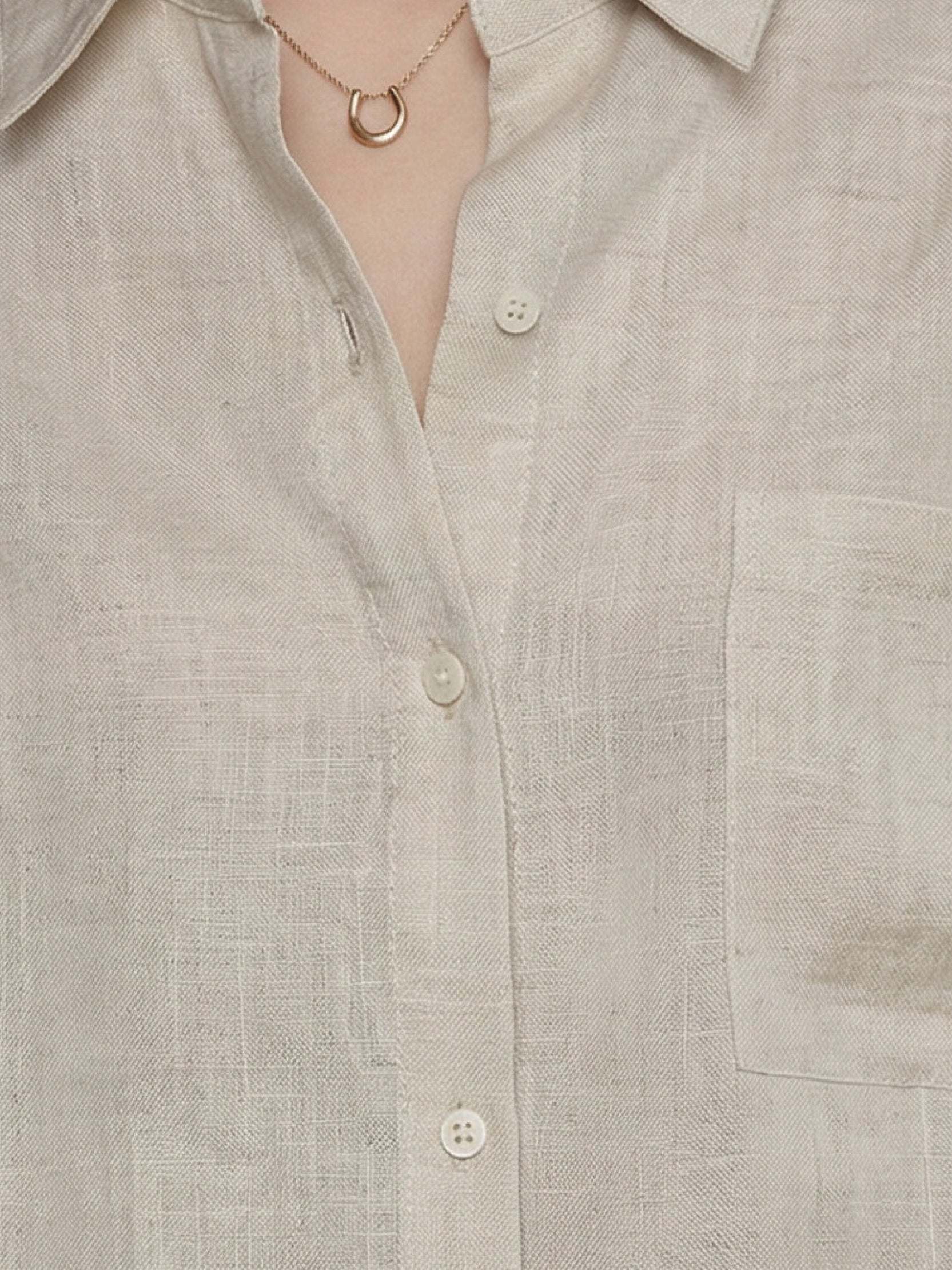 100% Cotton-Linen Classic Oversized Shirt - Image 12