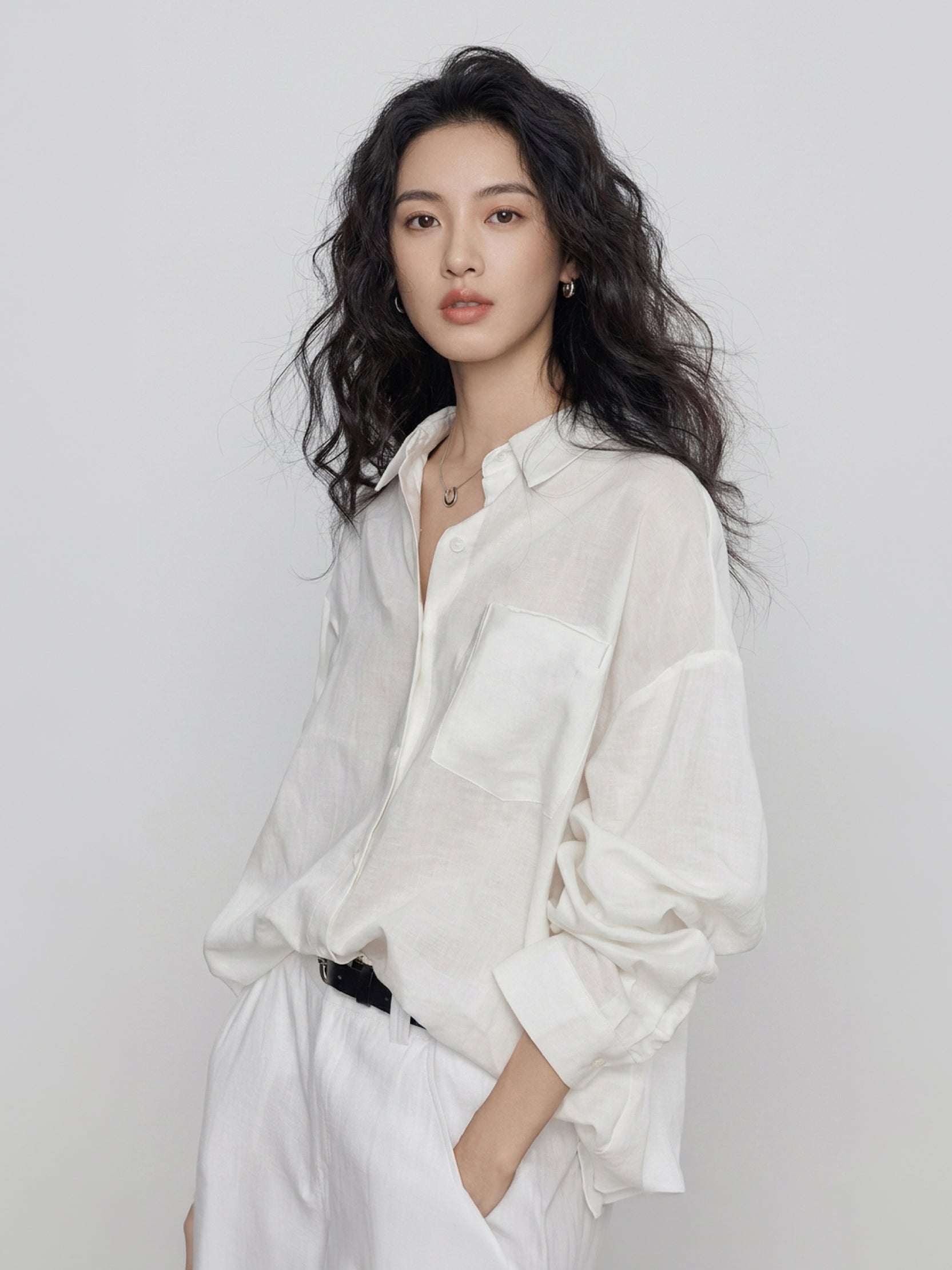 100% Cotton-Linen Classic Oversized Shirt - Image 13