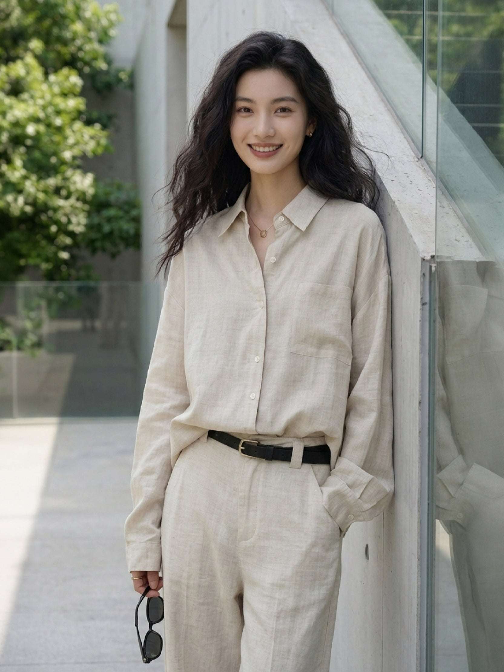 100% Cotton-Linen Classic Oversized Shirt - Image 8