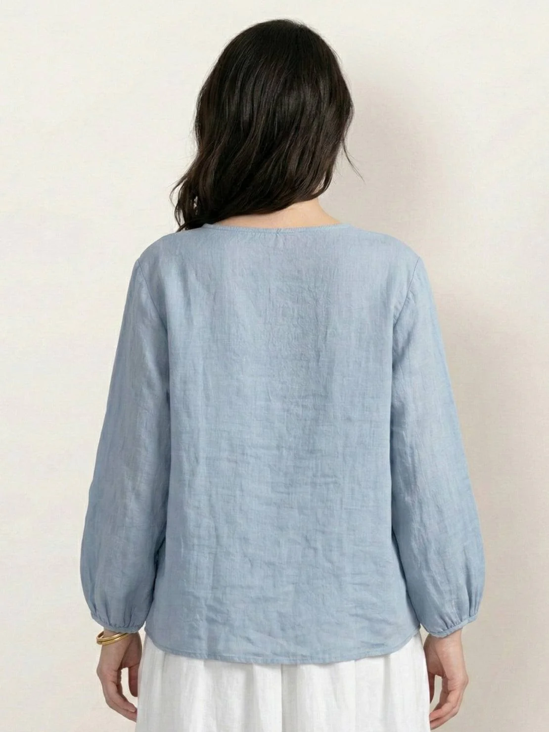 100% Cotton-Linen Embroidered Blouse - Image 14