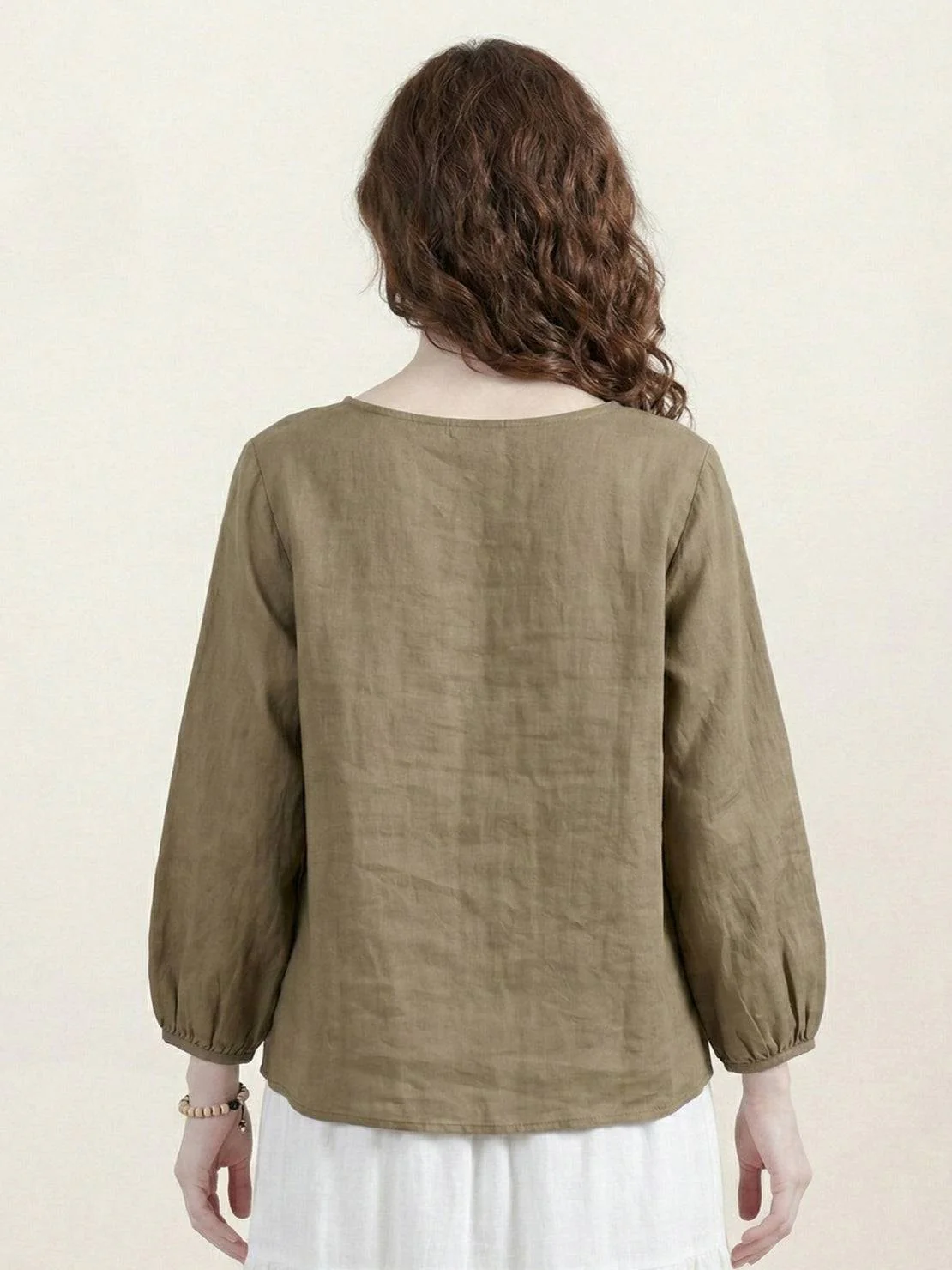 100% Cotton-Linen Embroidered Blouse - Image 19