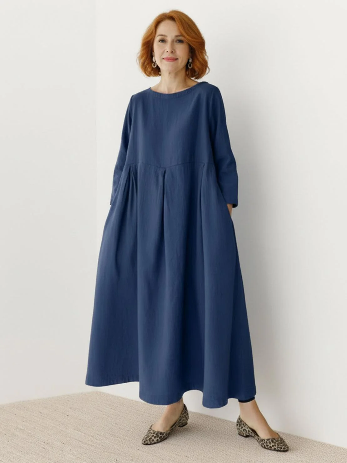 100% Cotton-Linen Empire Waist Dress - Image 16