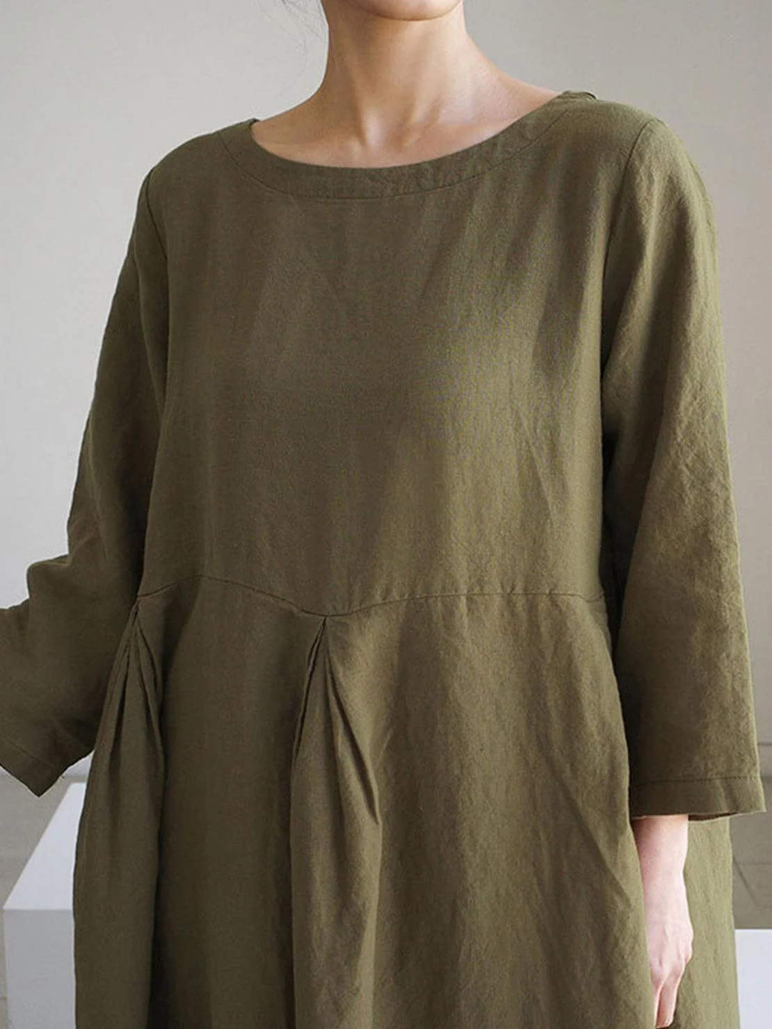 100% Cotton-Linen Empire Waist Dress - Image 24