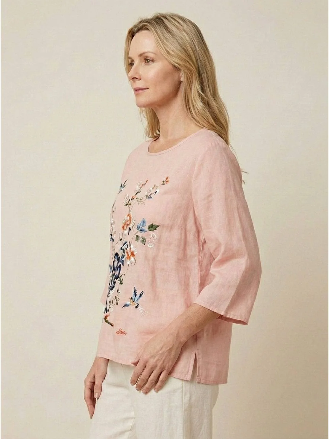 100% Cotton Linen Hand-Embroidered Shirt - Image 3