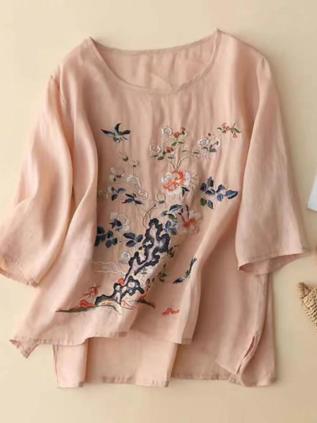 100% Cotton Linen Hand-Embroidered Shirt - Image 7