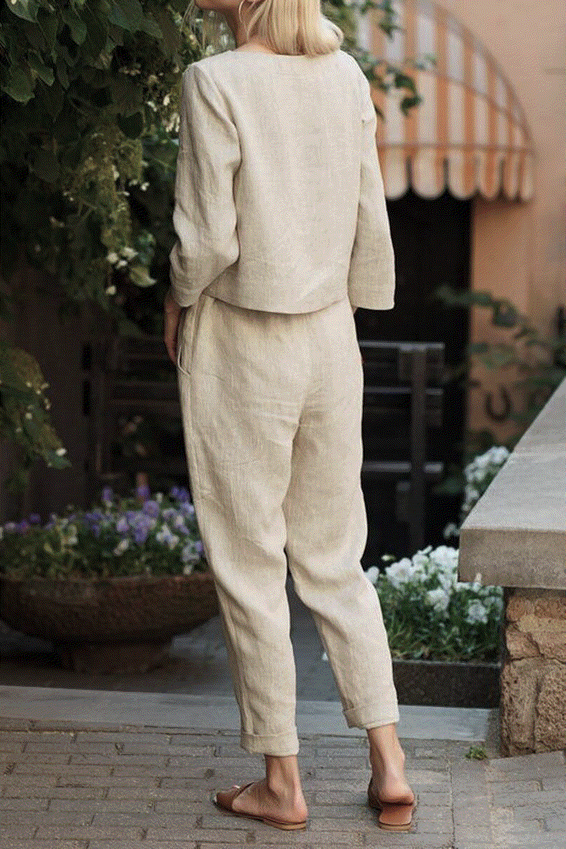 100% Cotton Linen Monochrome 2 Piece Set - Image 15