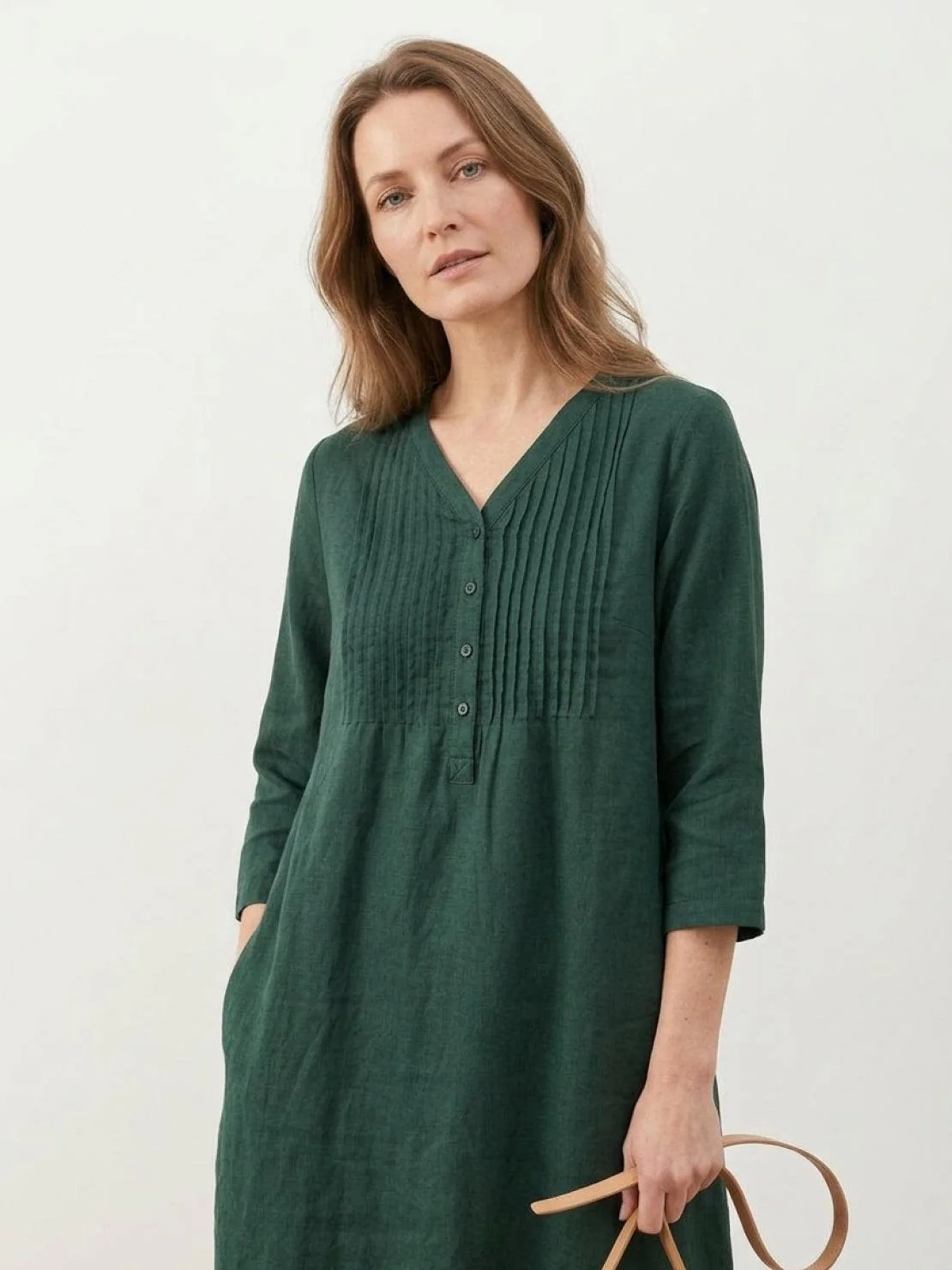 100% Cotton Linen Pintuck Dress - Image 10