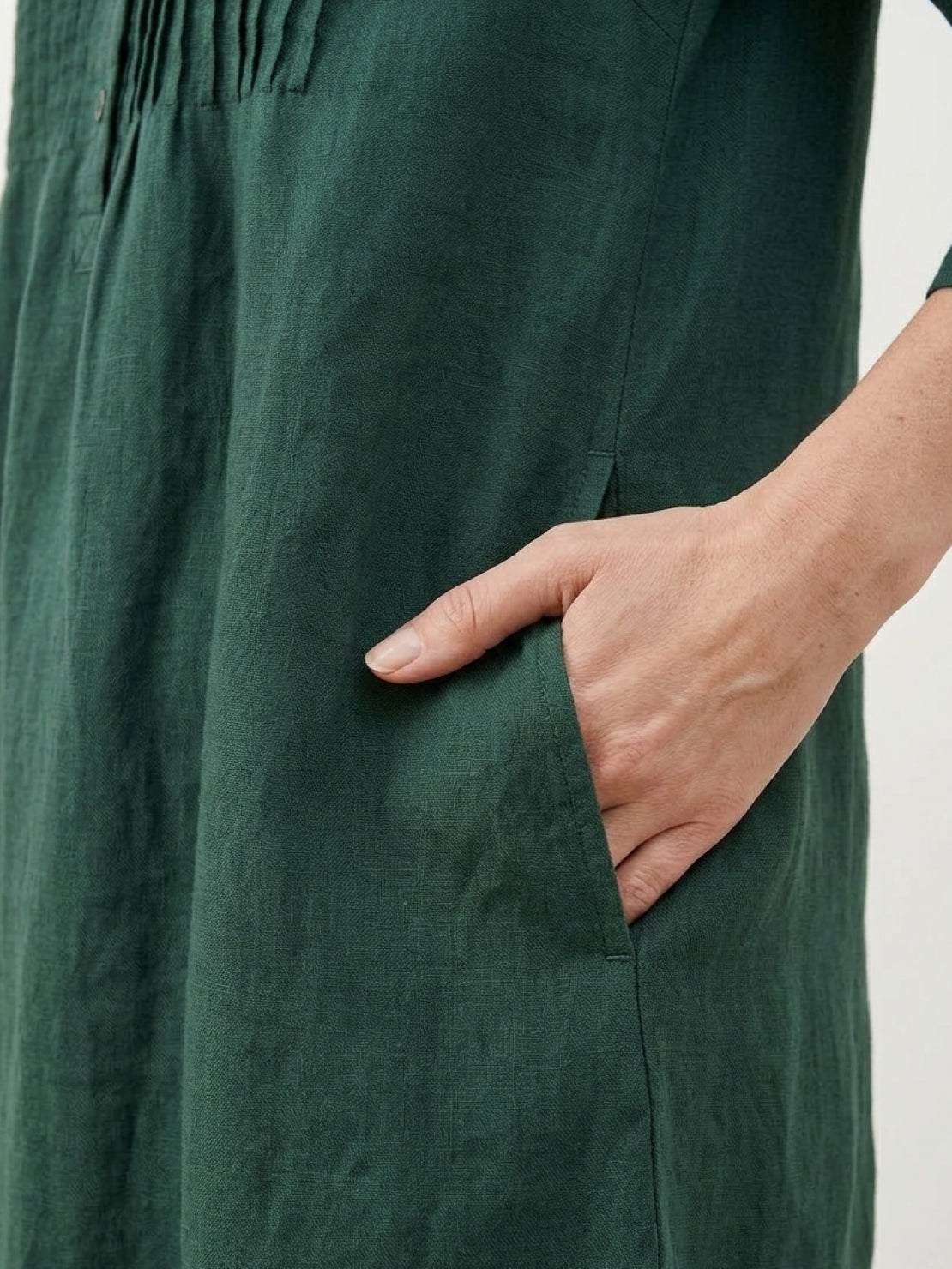 100% Cotton Linen Pintuck Dress - Image 11