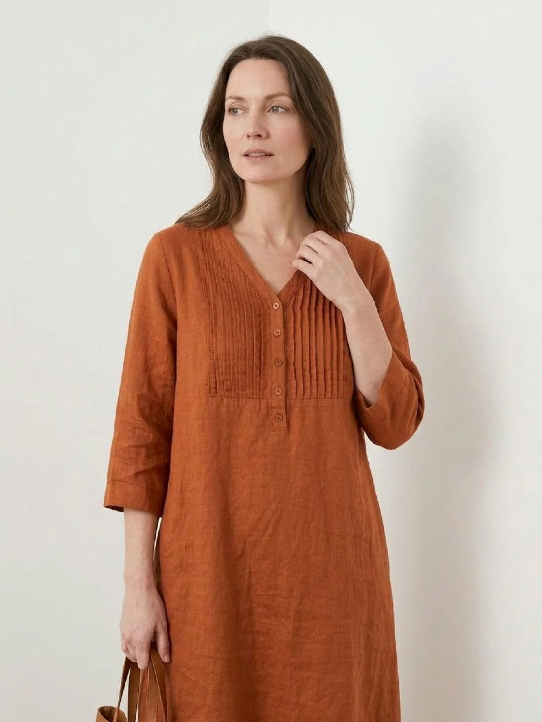 100% Cotton Linen Pintuck Dress - Image 16