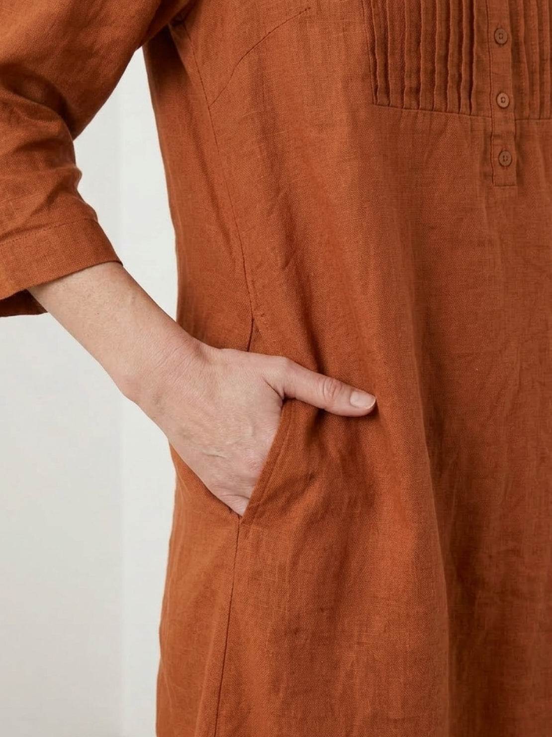 100% Cotton Linen Pintuck Dress - Image 17