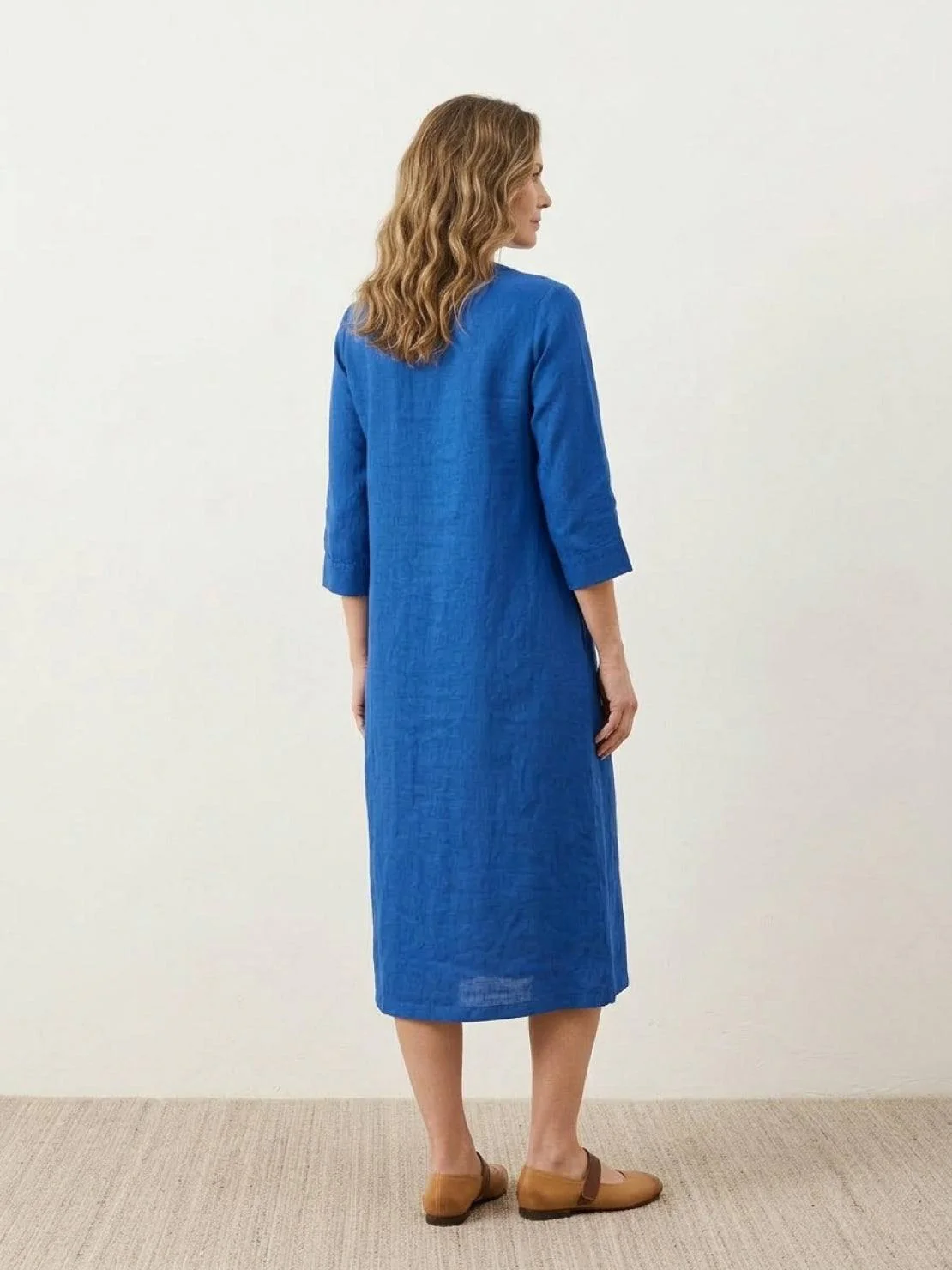100% Cotton Linen Pintuck Dress - Image 3