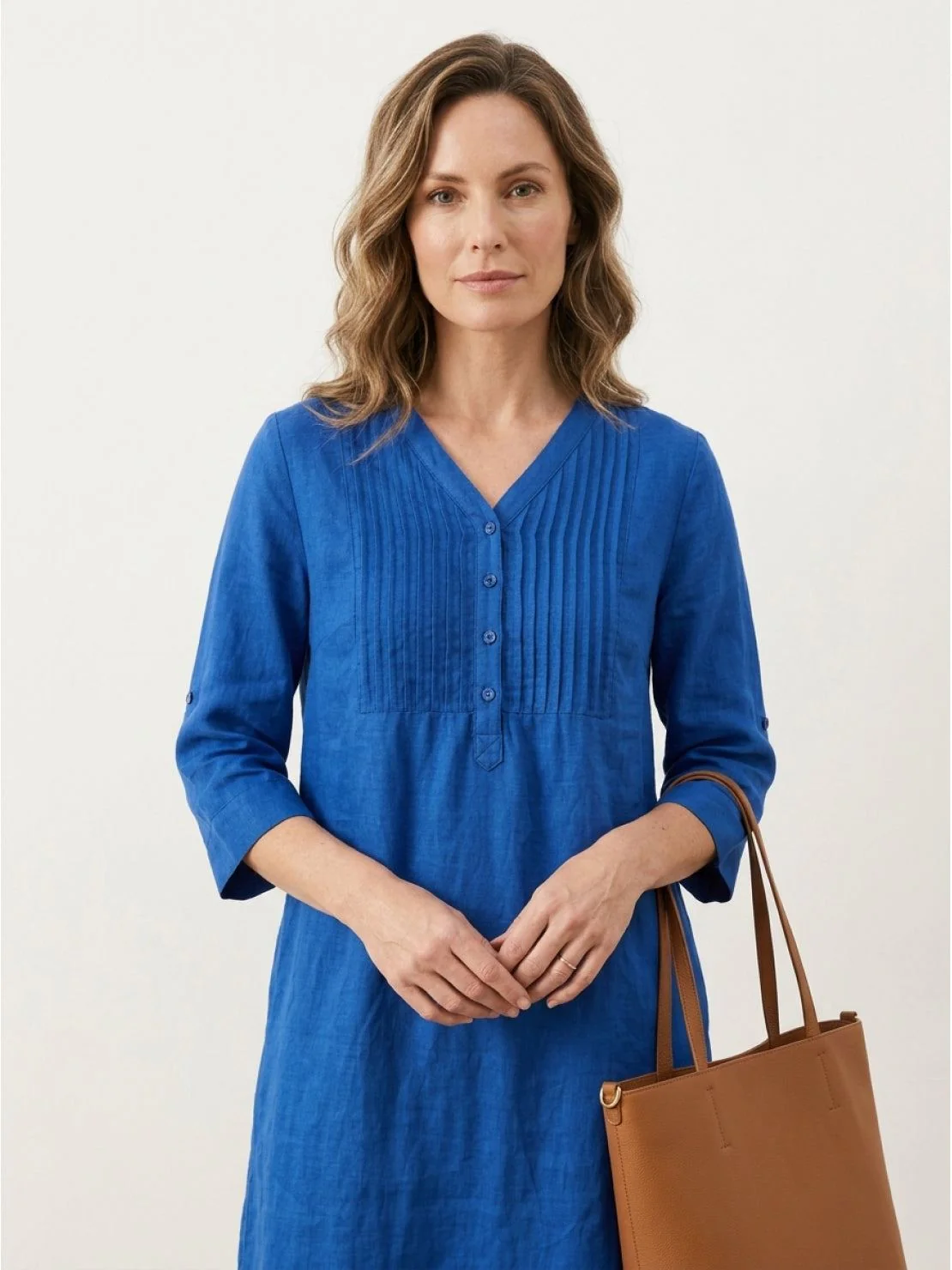 100% Cotton Linen Pintuck Dress - Image 4