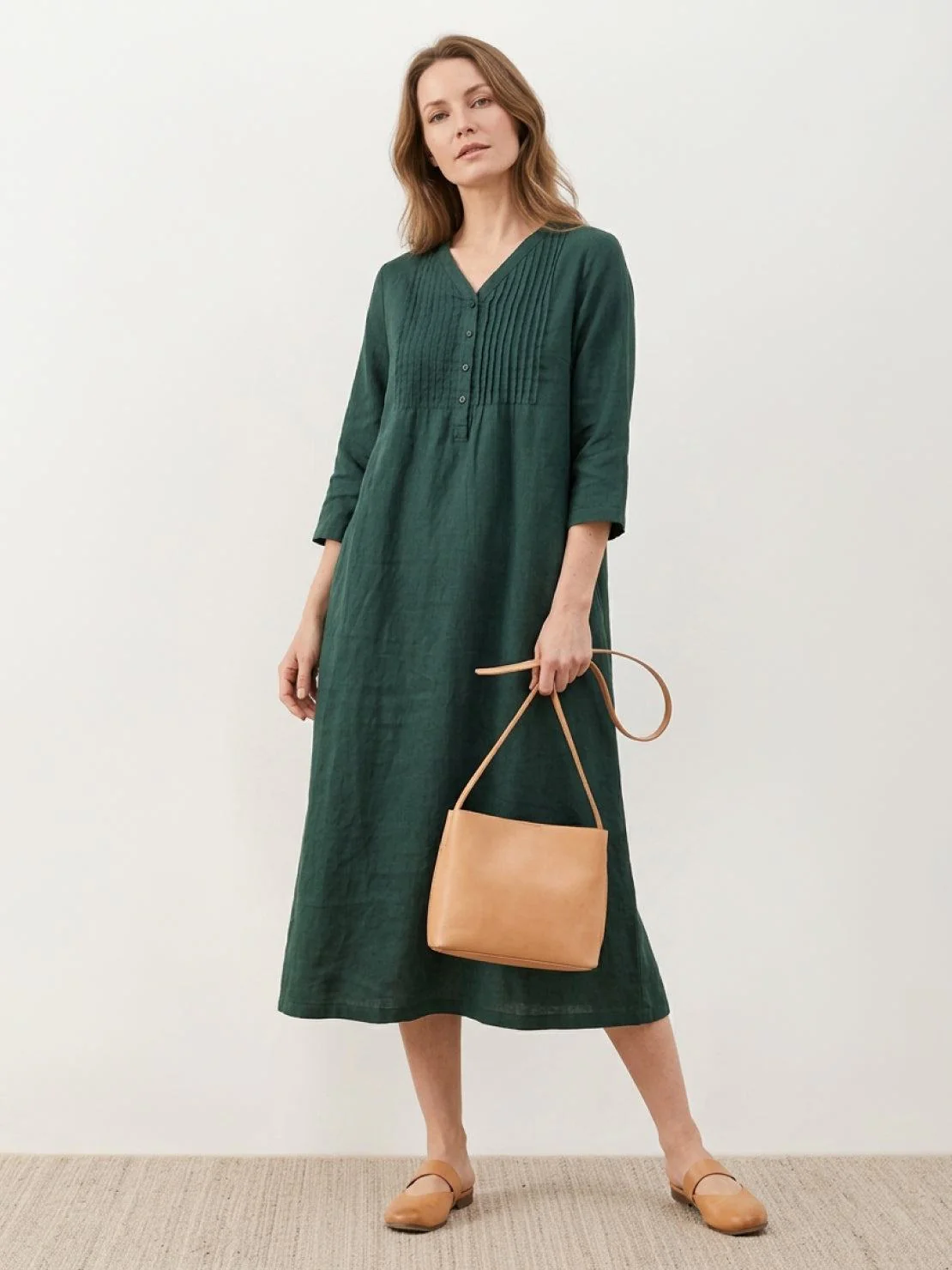 100% Cotton Linen Pintuck Dress - Image 7