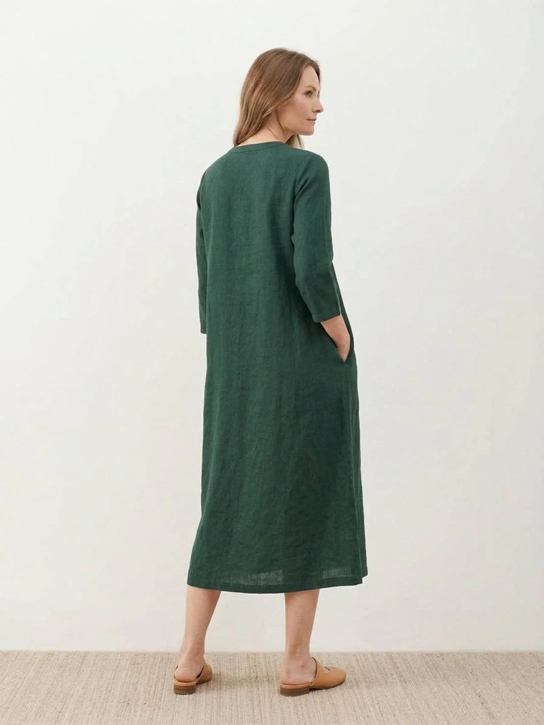 100% Cotton Linen Pintuck Dress - Image 9