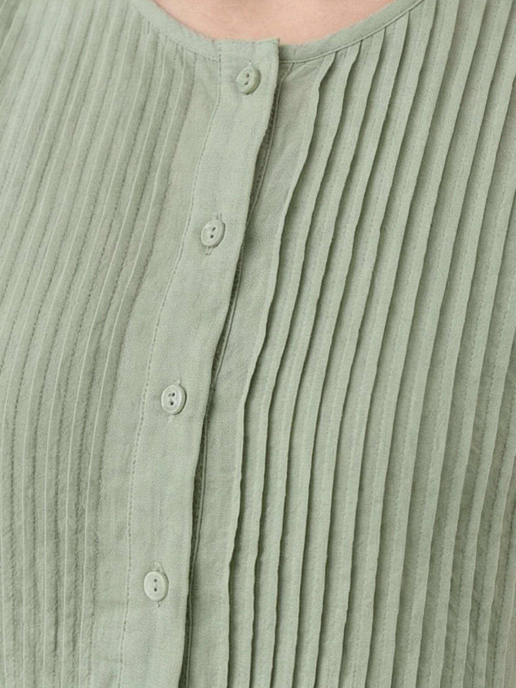 100% Cotton Linen Pleated Midi Dress - Image 12