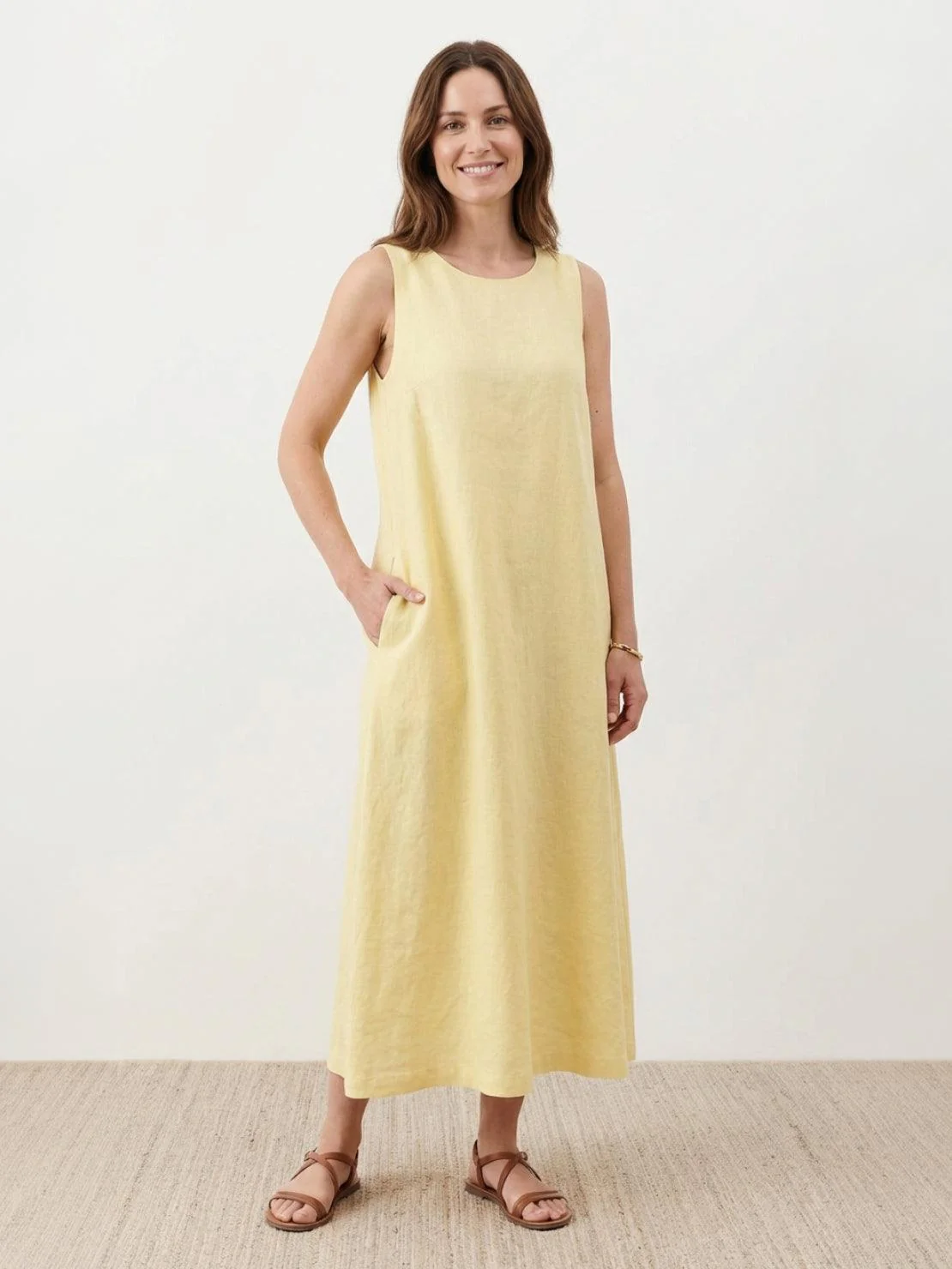 100% Cotton Linen Sleeveless Maxi Dress