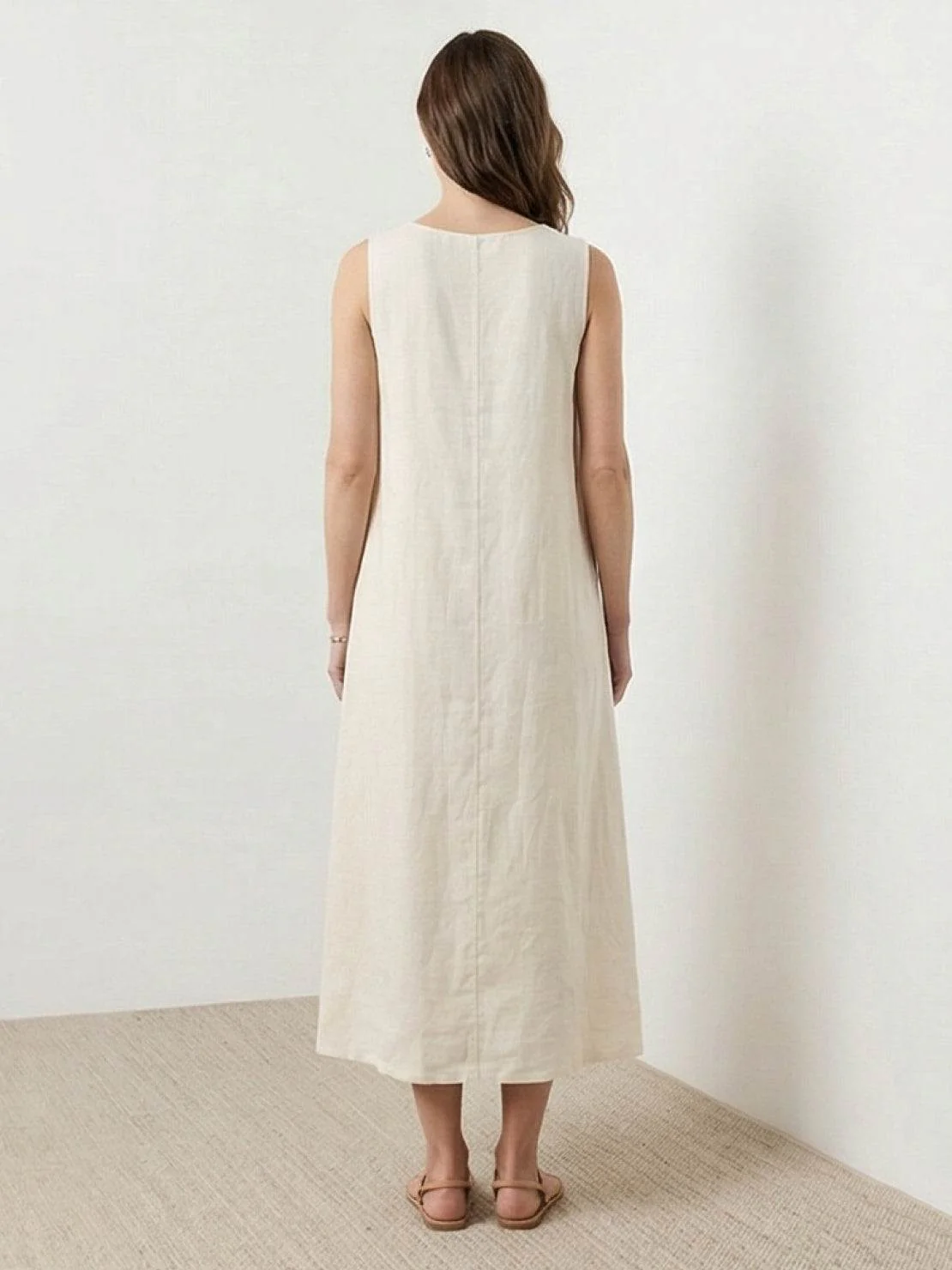 100% Cotton Linen Sleeveless Maxi Dress - Image 21