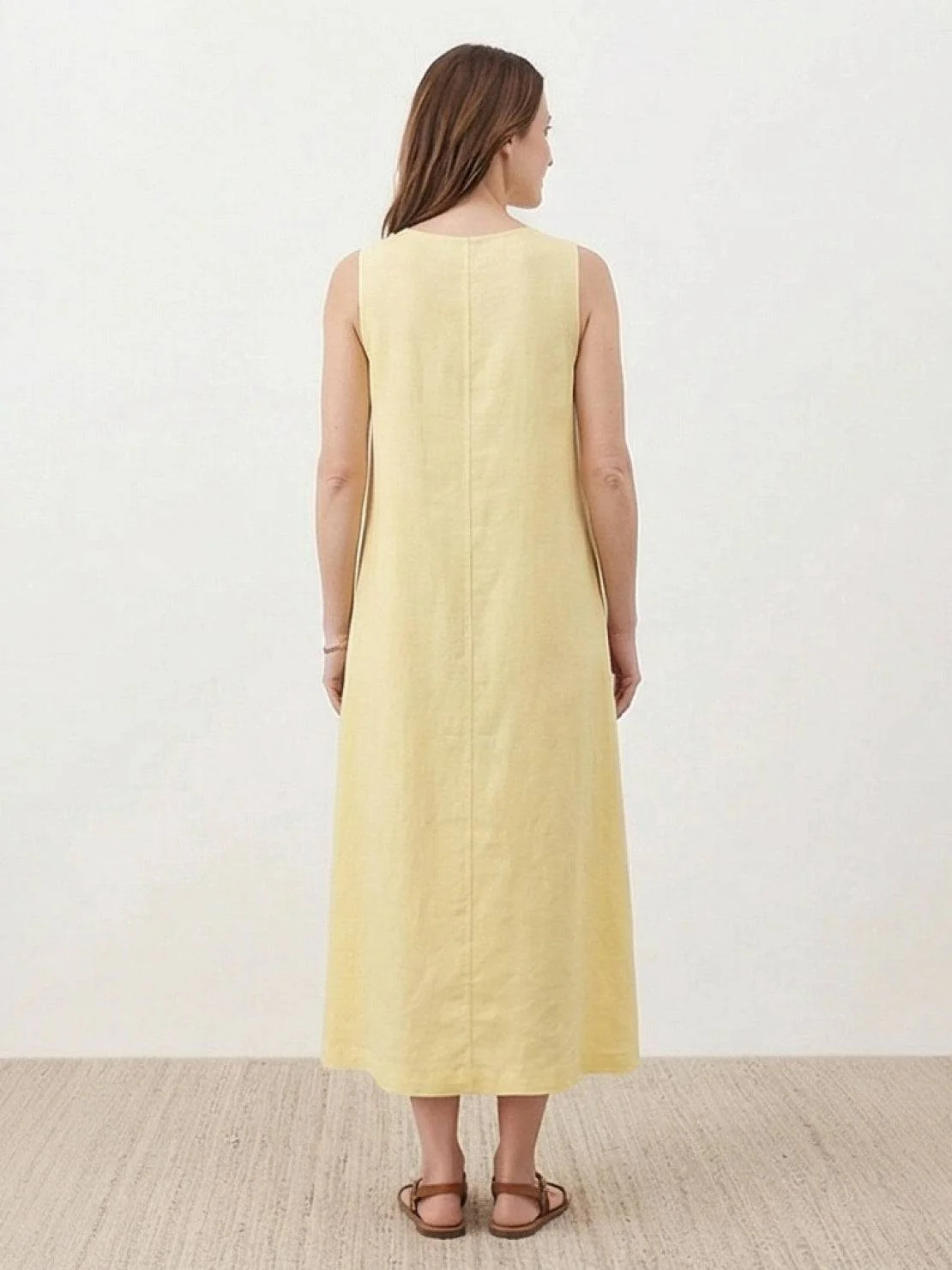 100% Cotton Linen Sleeveless Maxi Dress - Image 3