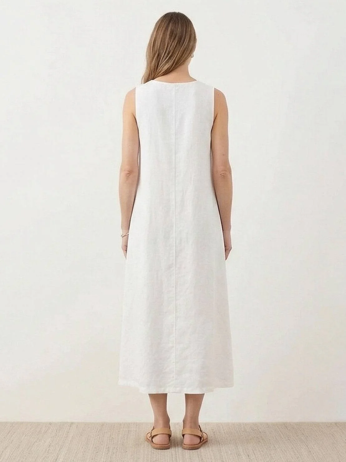 100% Cotton Linen Sleeveless Maxi Dress - Image 33
