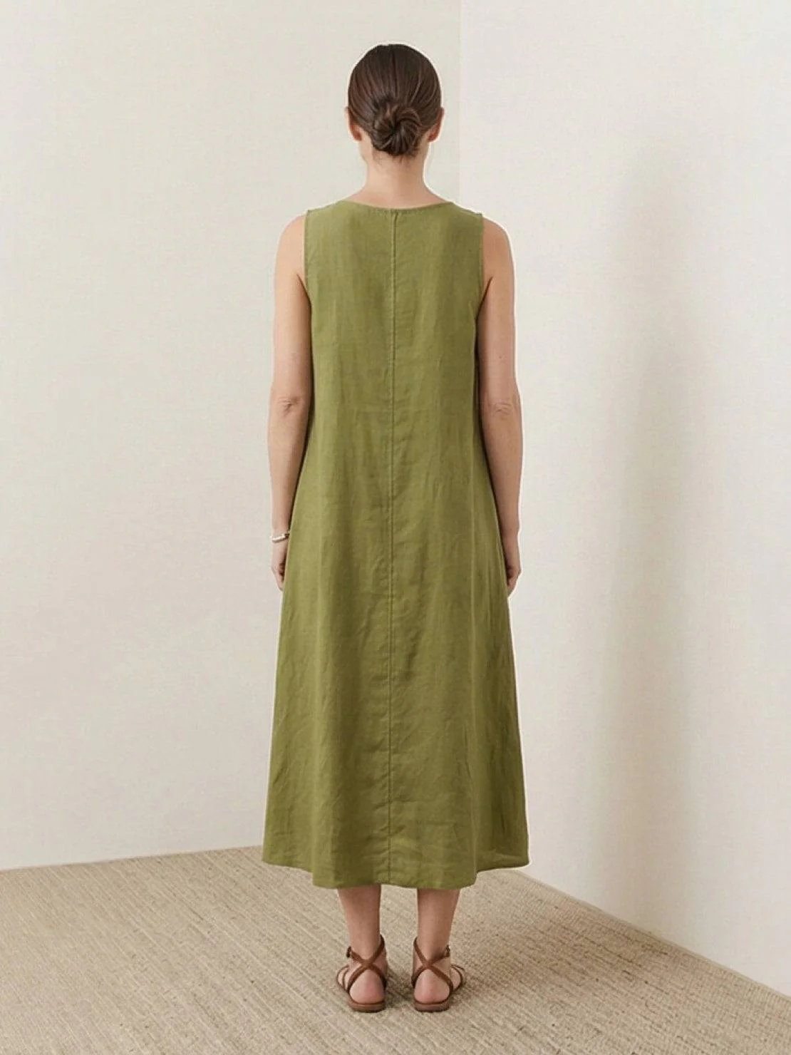 100% Cotton Linen Sleeveless Maxi Dress - Image 39