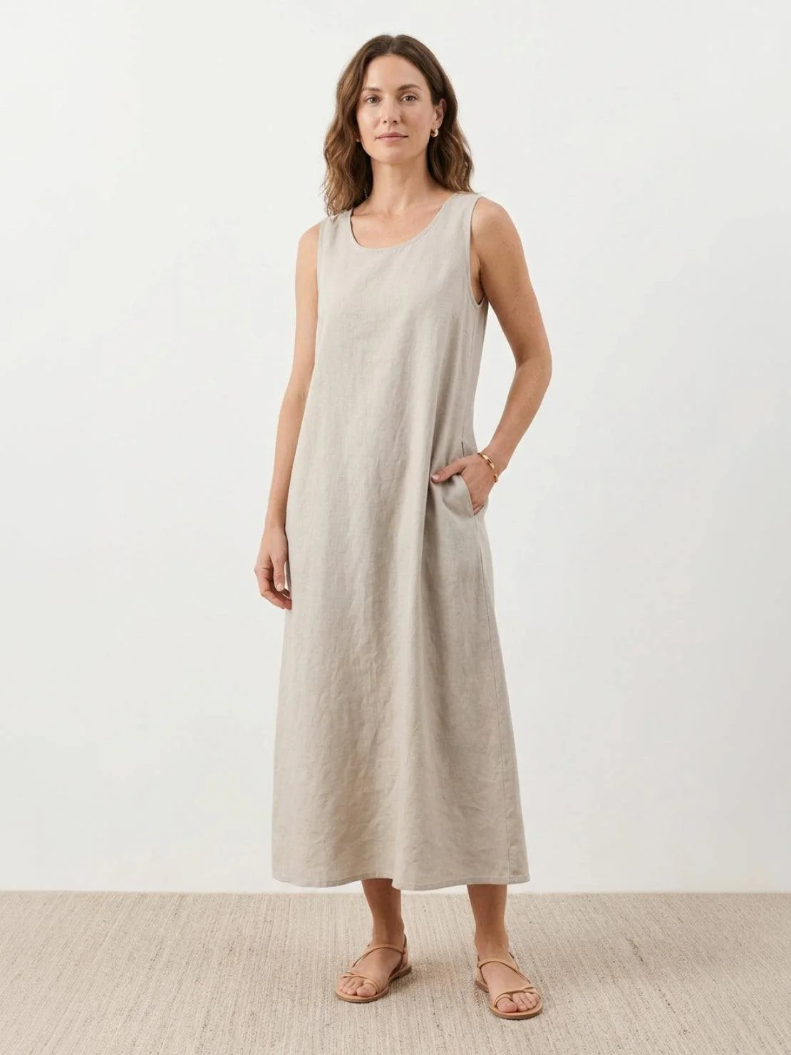 100% Cotton Linen Sleeveless Maxi Dress - Image 43