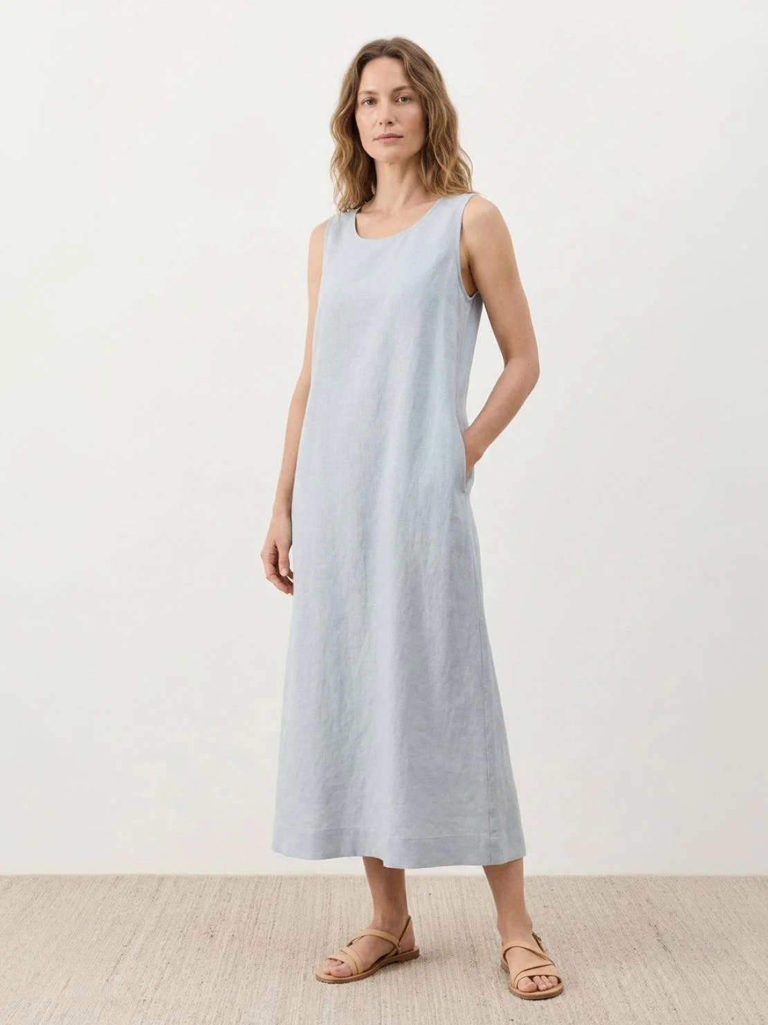 100% Cotton Linen Sleeveless Maxi Dress - Image 7
