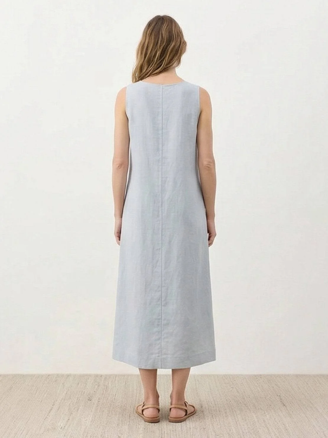 100% Cotton Linen Sleeveless Maxi Dress - Image 9