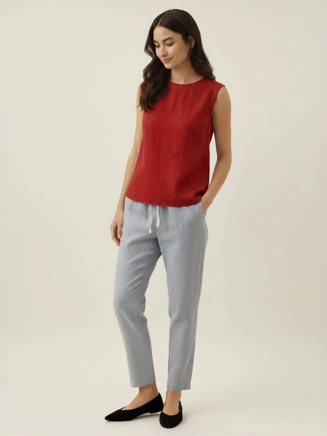 100% Cotton-Linen Sleeveless Top - Image 10
