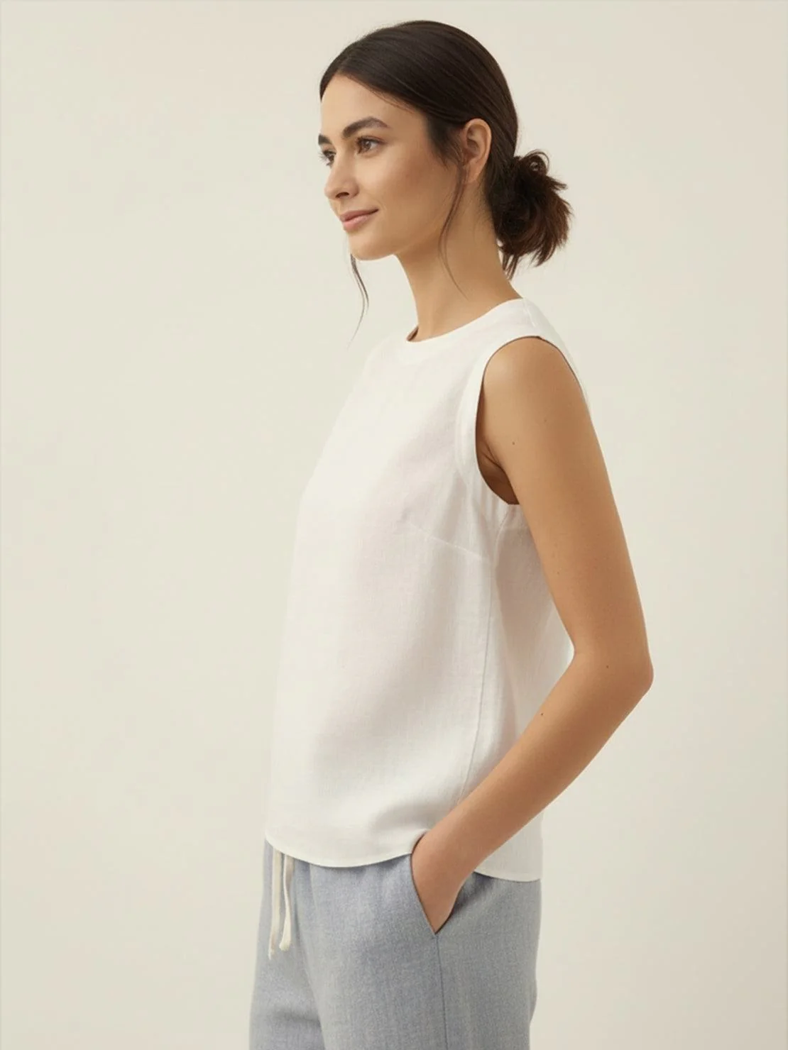 100% Cotton-Linen Sleeveless Top - Image 14