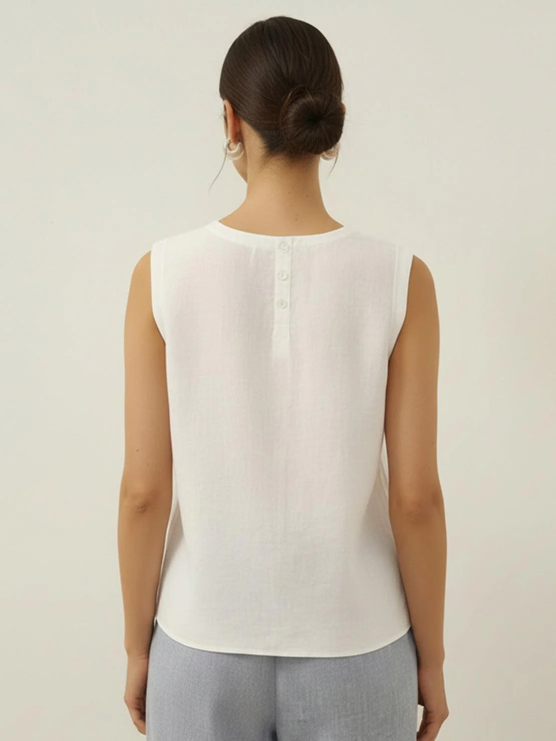 100% Cotton-Linen Sleeveless Top - Image 15