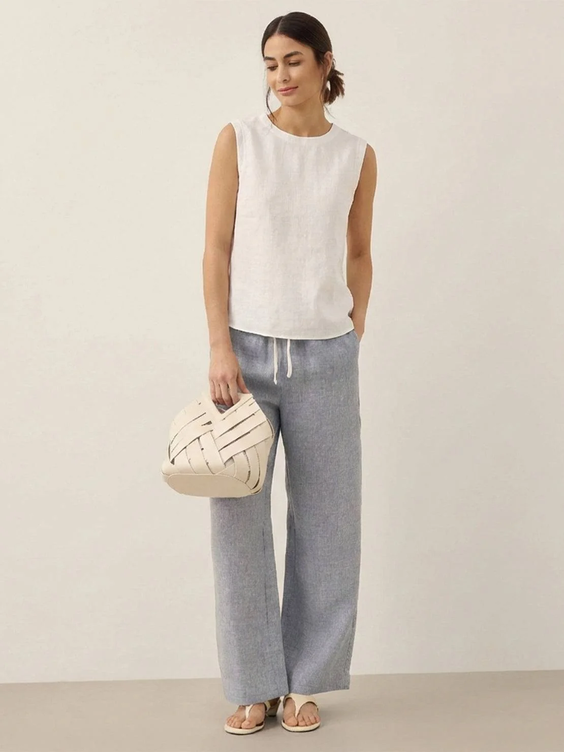 100% Cotton-Linen Sleeveless Top - Image 16