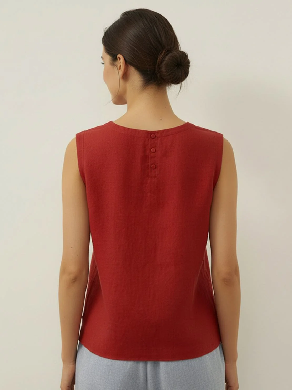 100% Cotton-Linen Sleeveless Top - Image 9