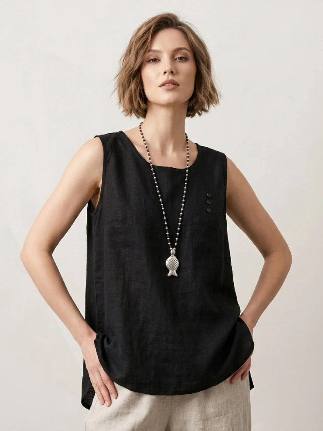 100% Cotton Linen Sleeveless Vest - Image 13