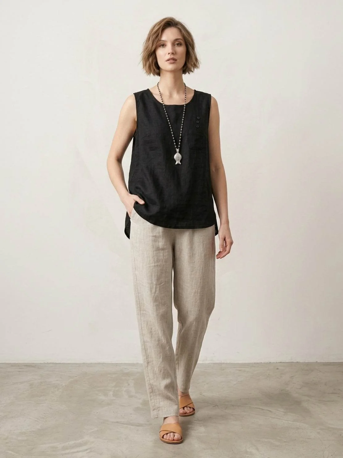 100% Cotton Linen Sleeveless Vest - Image 16