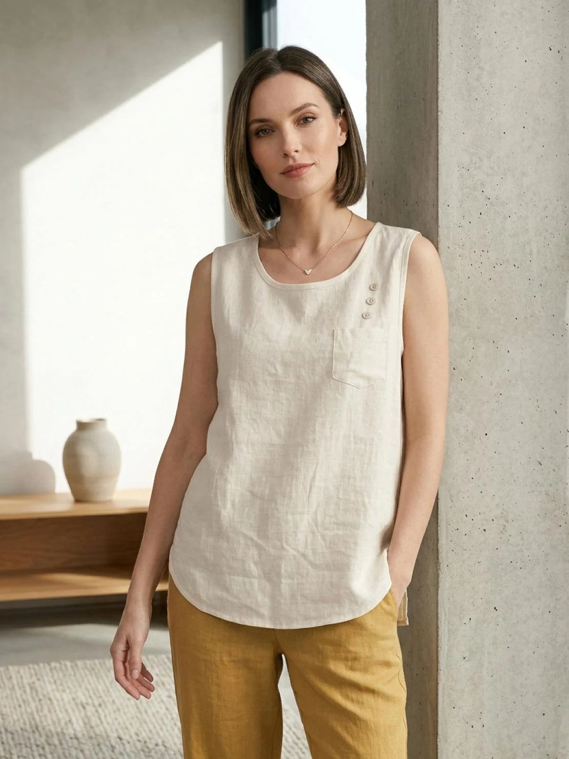 100% Cotton Linen Sleeveless Vest - Image 20