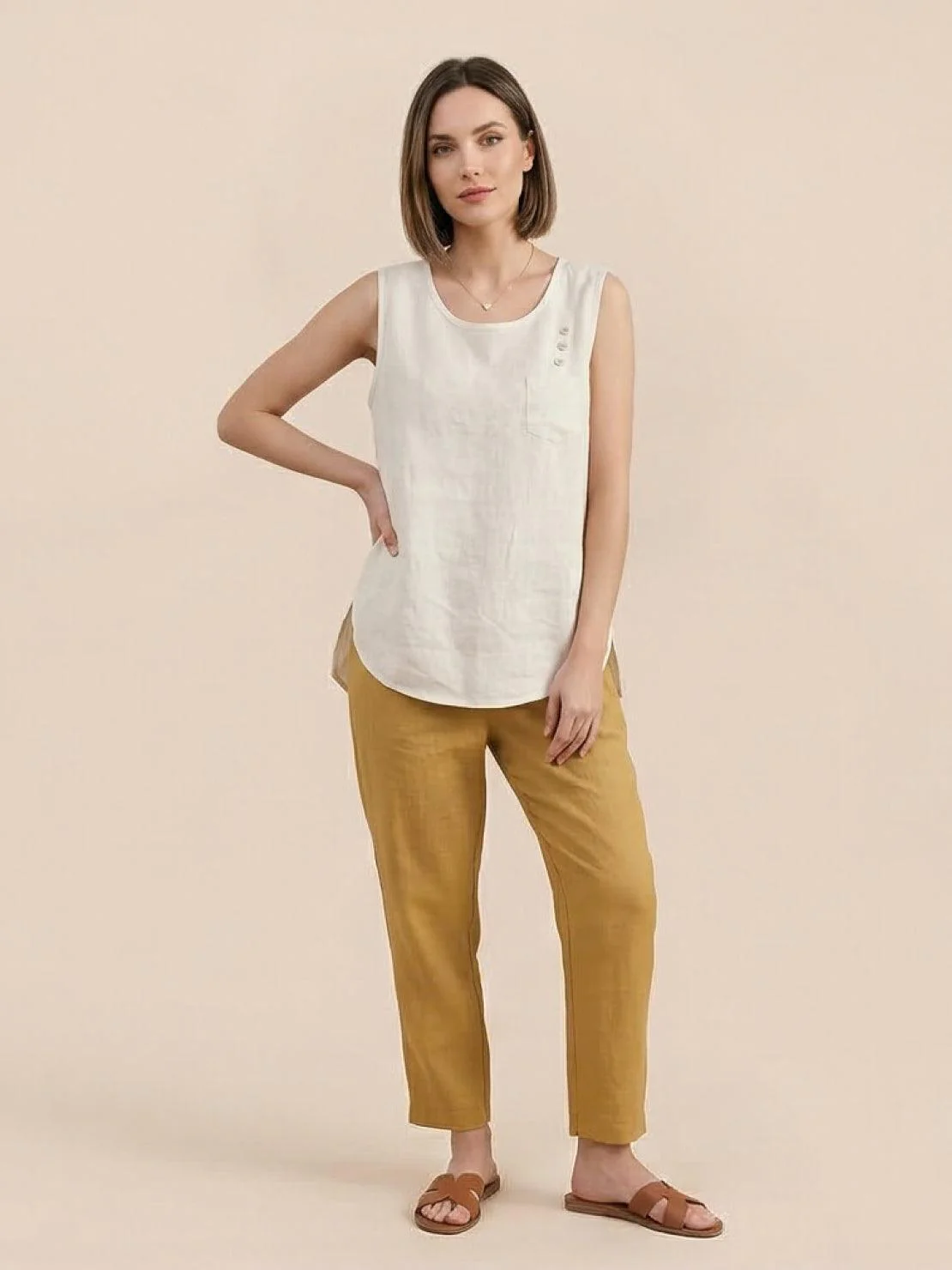 100% Cotton Linen Sleeveless Vest - Image 22