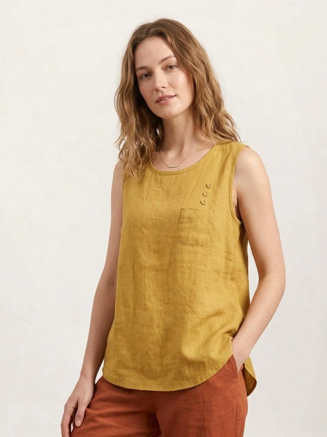 100% Cotton Linen Sleeveless Vest - Image 25