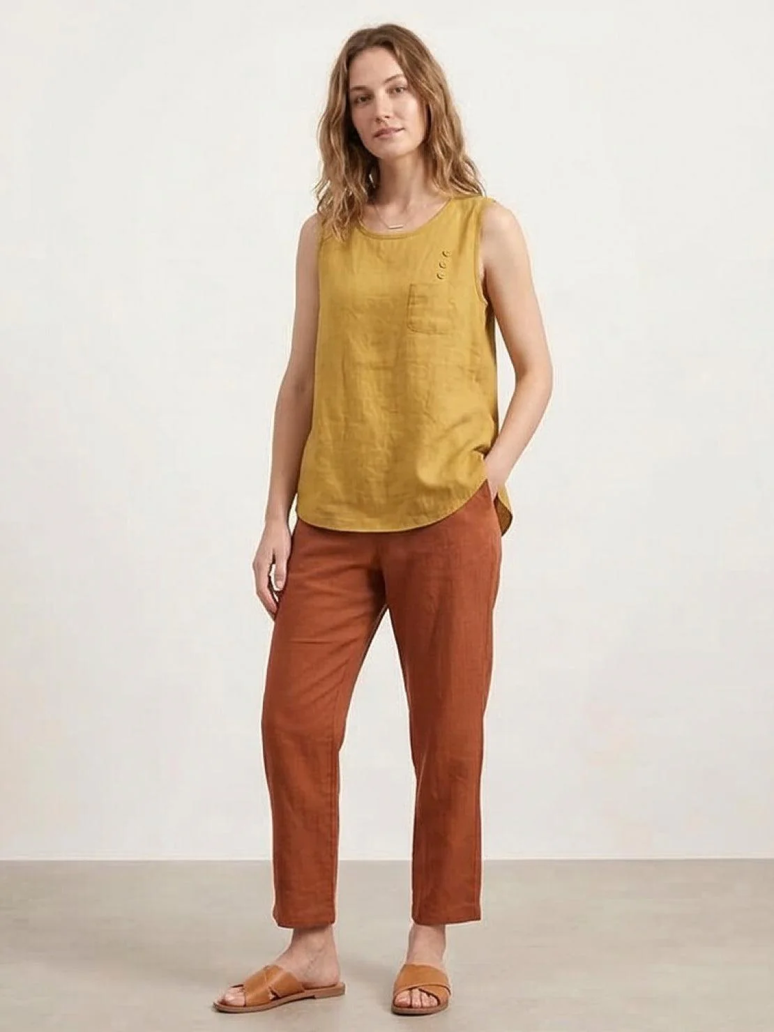 100% Cotton Linen Sleeveless Vest - Image 28