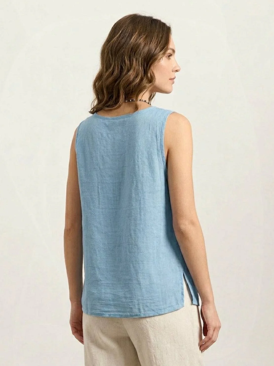 100% Cotton Linen Sleeveless Vest - Image 3