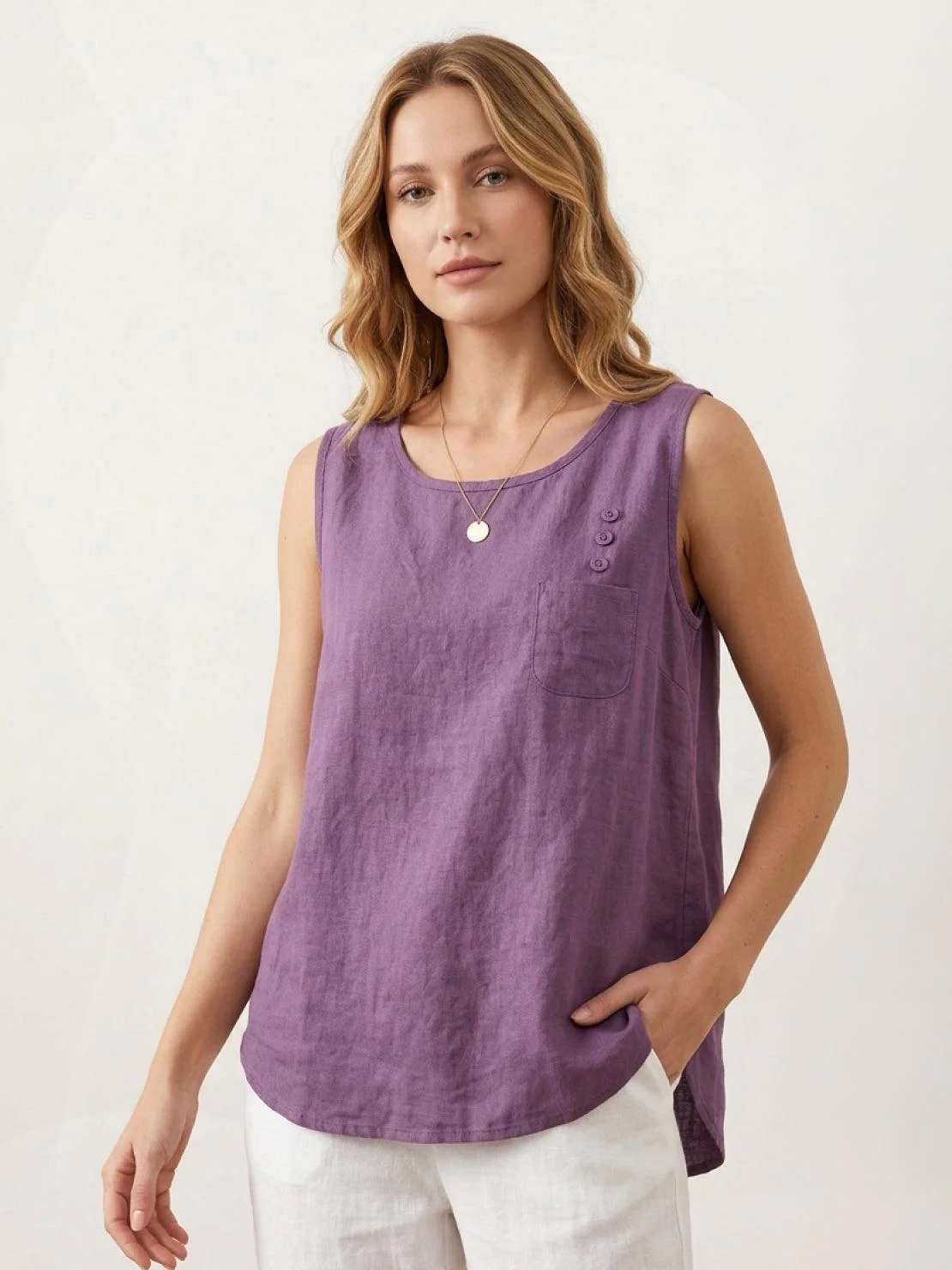 100% Cotton Linen Sleeveless Vest - Image 7