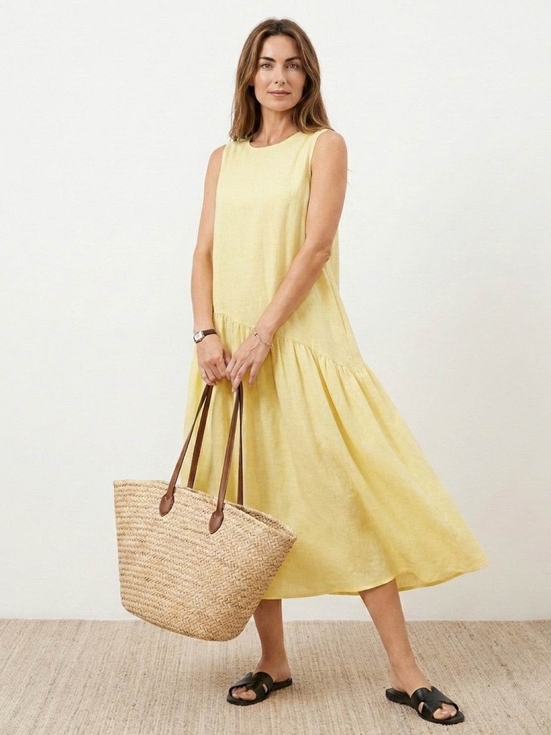 100% Cotton-Linen Summer Midi Dress - Image 21