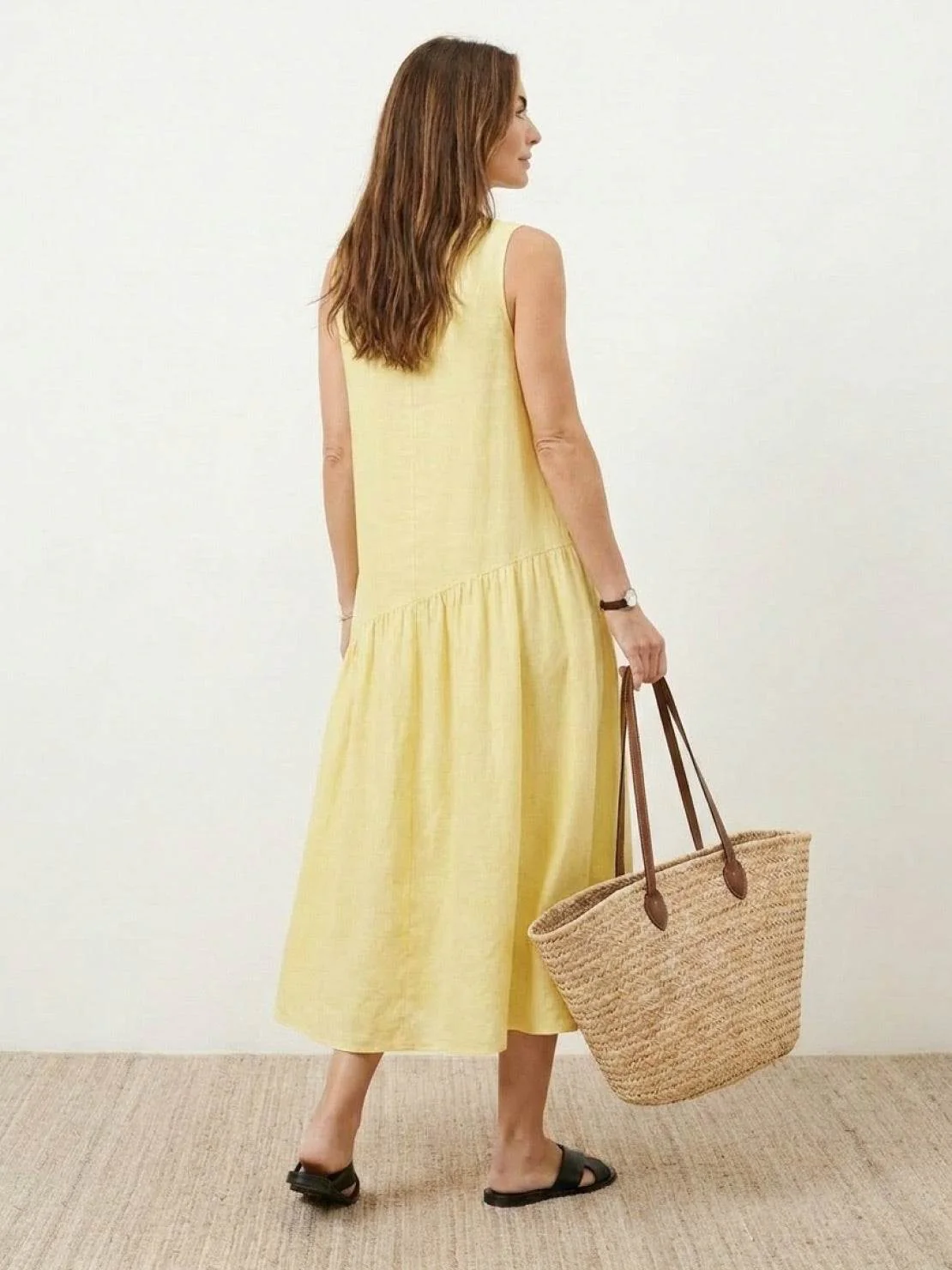 100% Cotton-Linen Summer Midi Dress - Image 24
