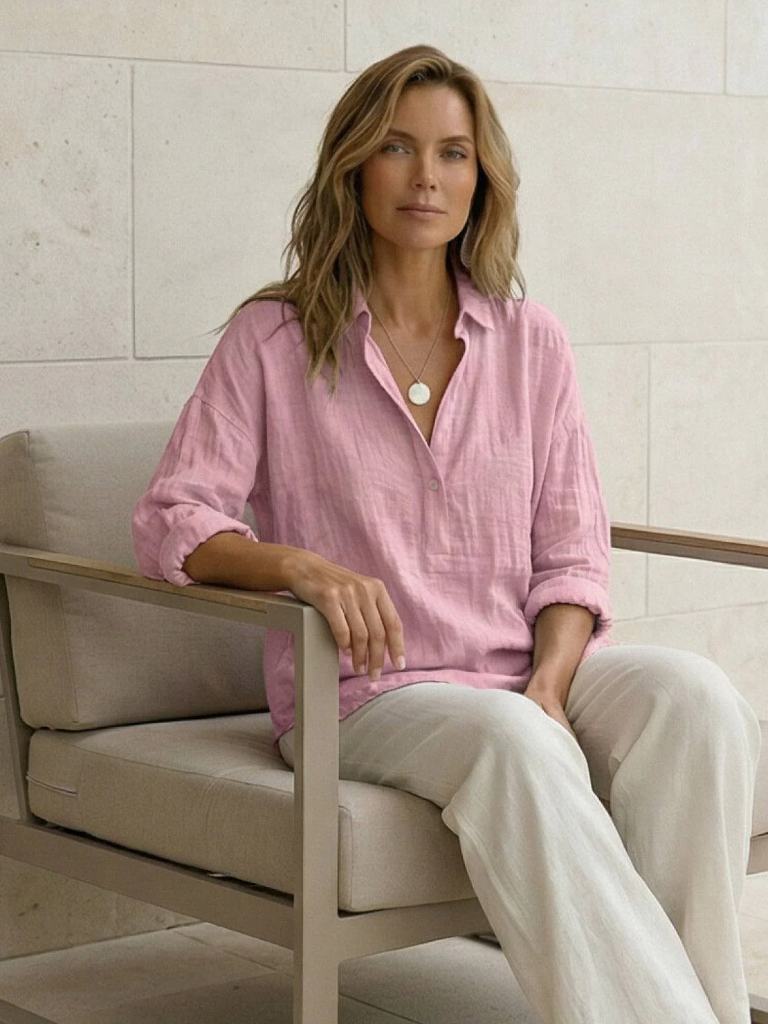 100% Cotton Popover Blouse - Image 17