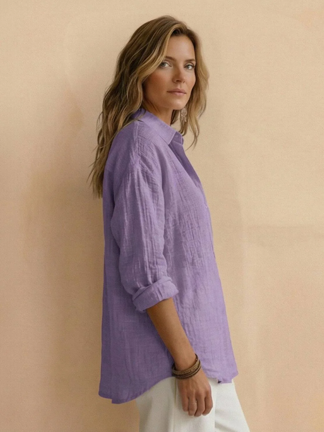 100% Cotton Popover Blouse - Image 3