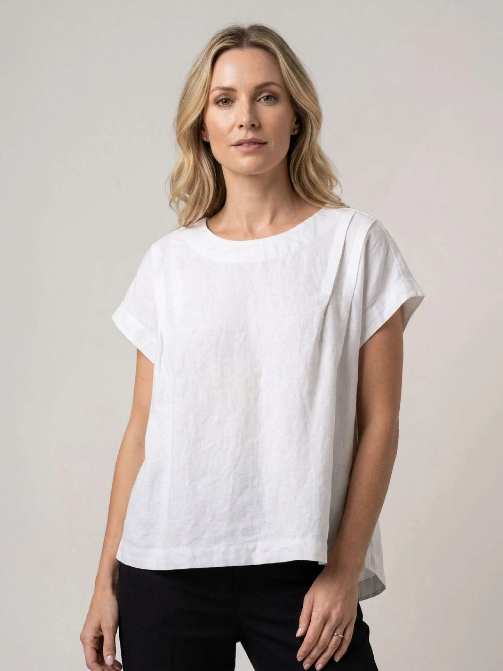 100% Linen Boxy Cap-Sleeve Top - Image 13
