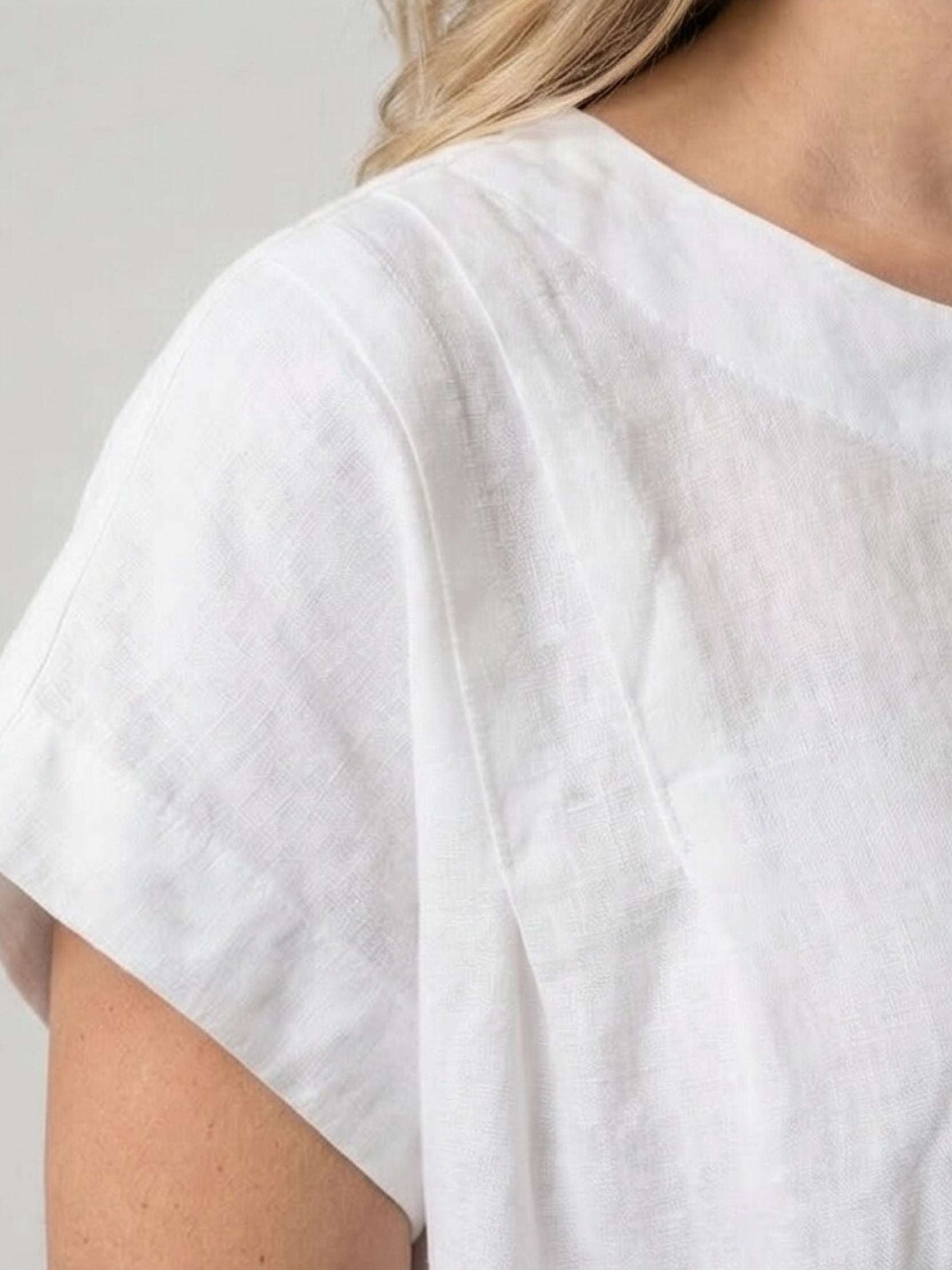 100% Linen Boxy Cap-Sleeve Top - Image 18
