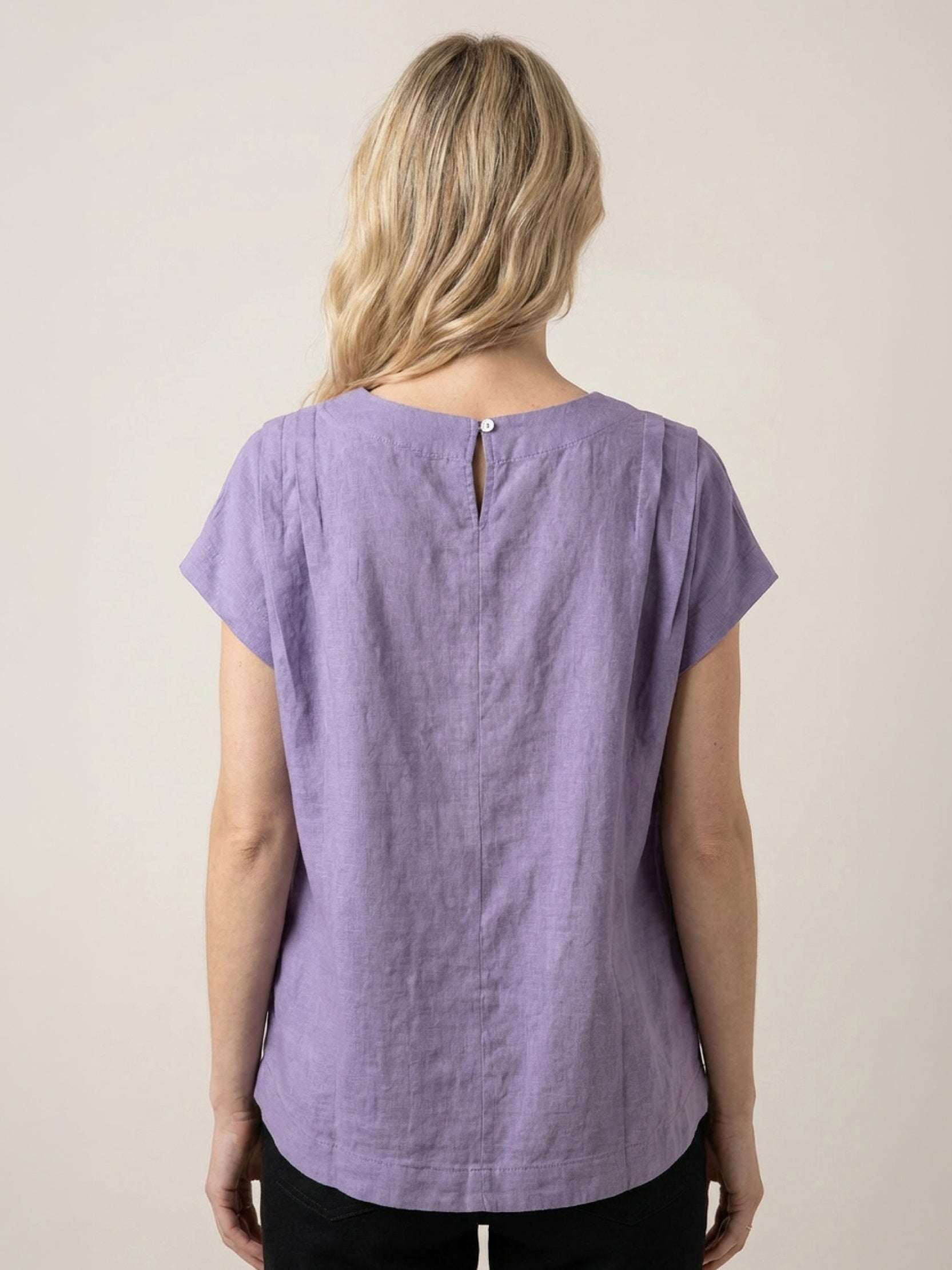 100% Linen Boxy Cap-Sleeve Top - Image 3